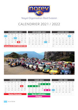 Calendrier raid 2022 recto